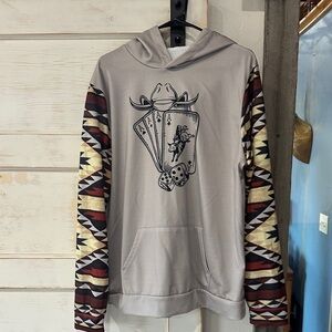 Men's Graphic Hoodie with Patterned Sleeves